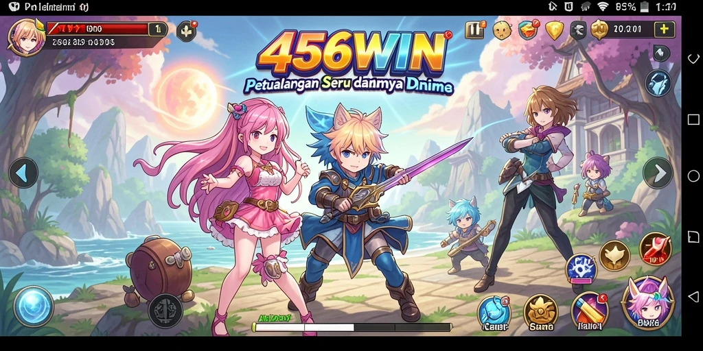 Screenshot gameplay 456WIN menampilkan aksi seru karakter anime.