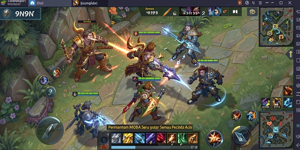 Screenshot utama dari gameplay seru dalam 9N9N.