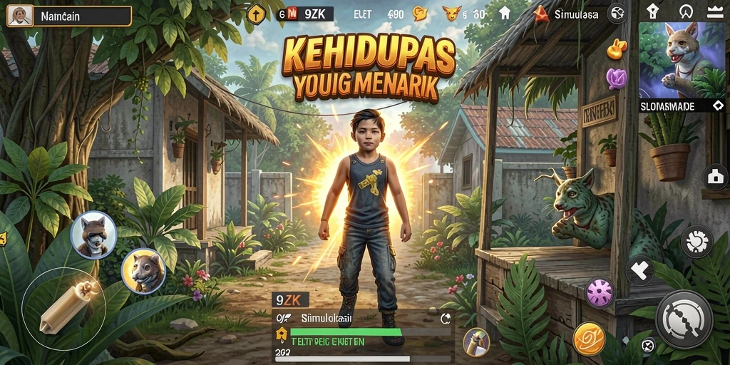 Tampilan gameplay 9ZK yang menampilkan berbagai aktivitas simulasi.
