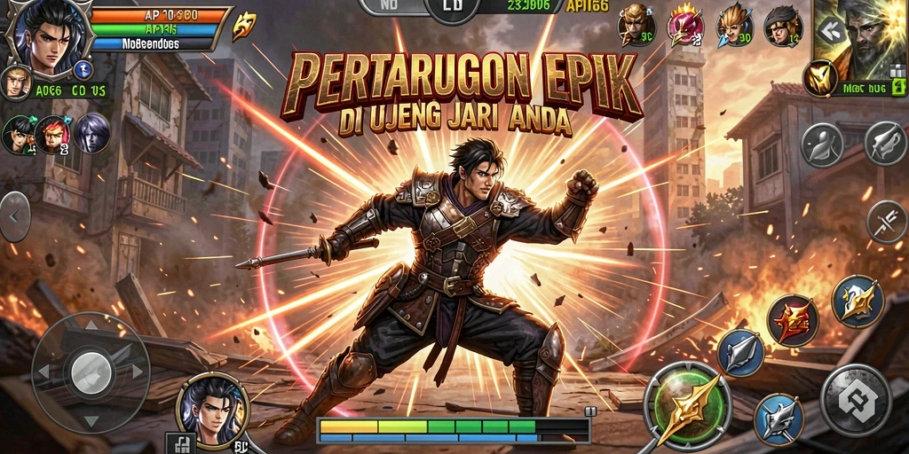 Tampilan gameplay API66 dengan pertarungan yang intens dan karakter yang unik.