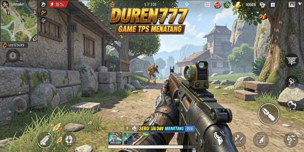 Screenshot gameplay DUREN777 menampilkan aksi seru di medan perang TPS.