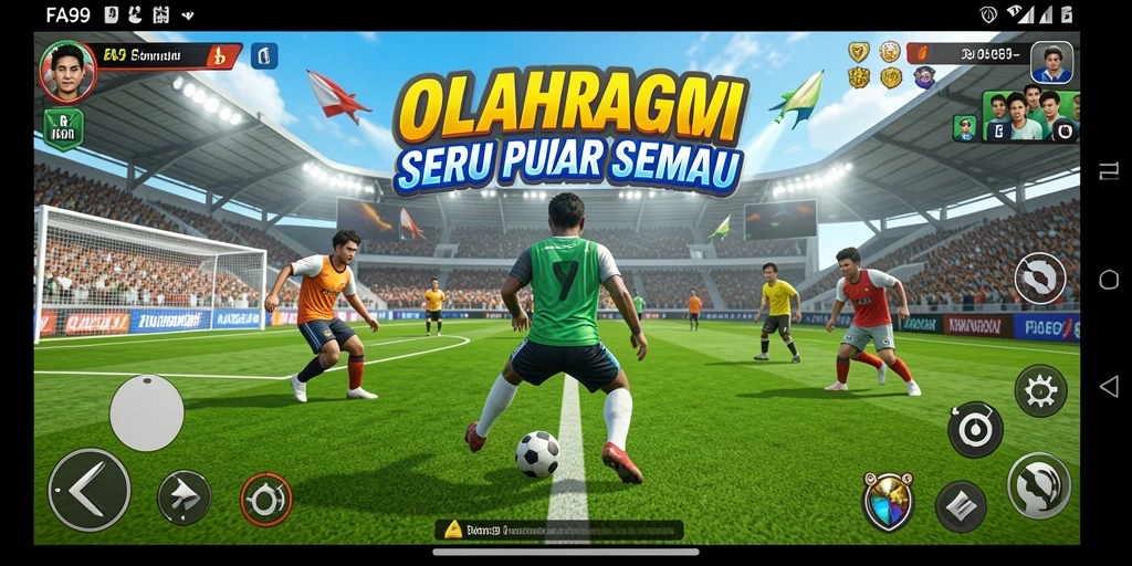 Tampilan gameplay FA99 yang menarik dengan aksi olahraga yang seru.