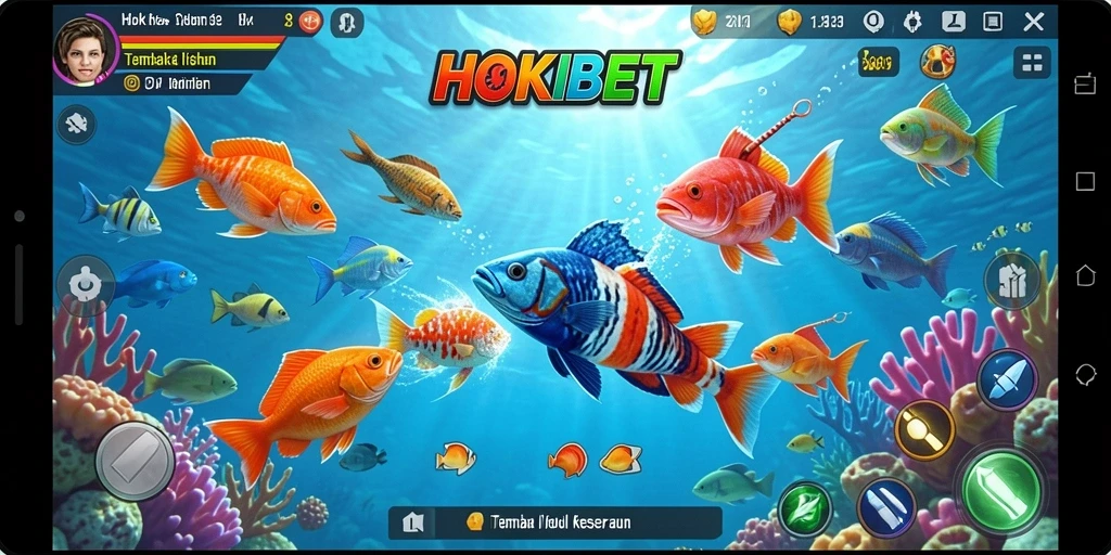 Gameplay HOKIBET yang menampilkan aksi menangkap ikan.