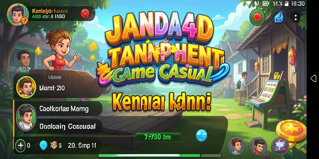 Screenshot menunjukkan gameplay yang ceria dan penuh tantangan di JANDA4D.