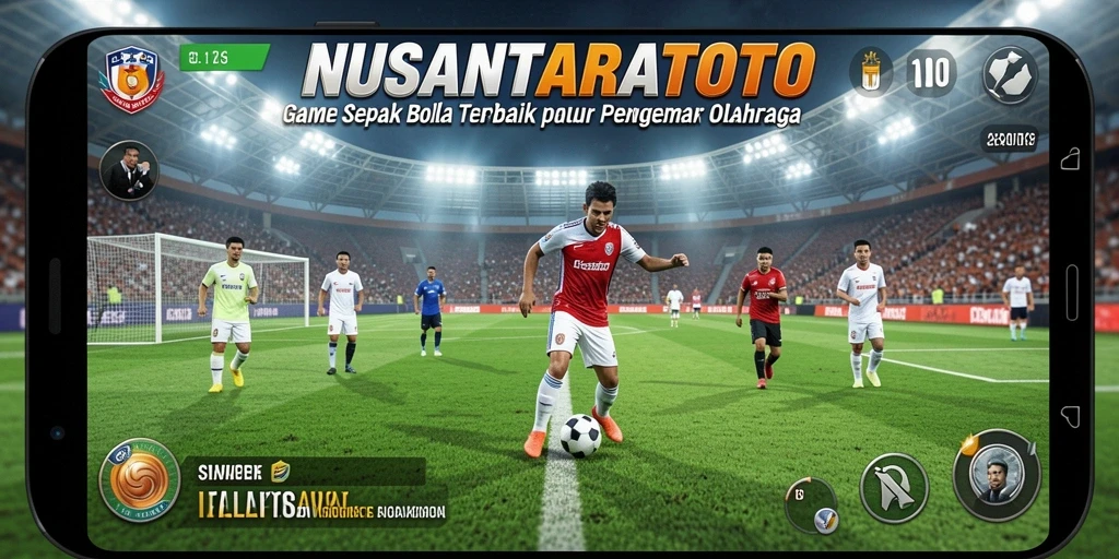 Screenshot gameplay NUSANTARATOTO yang menampilkan aksi pertandingan sepak bola yang seru.