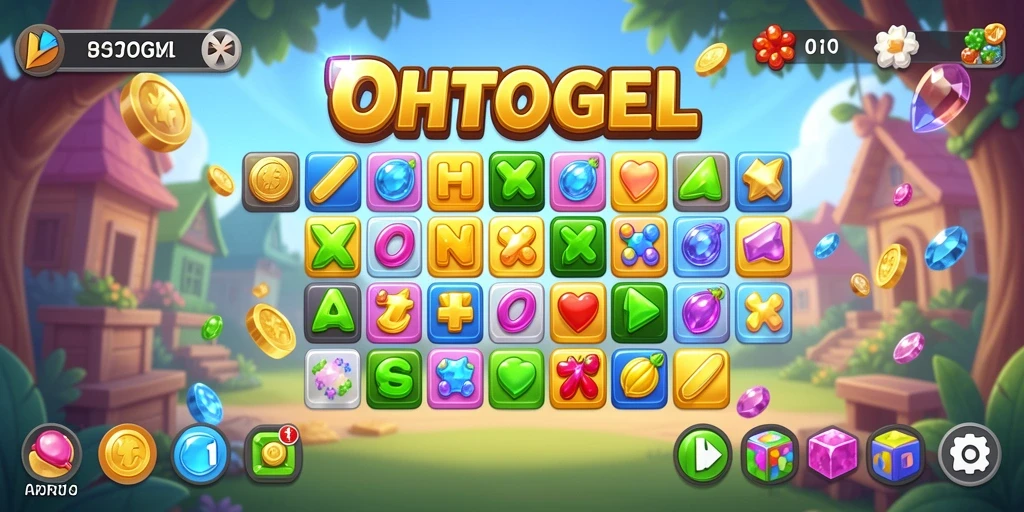Tampilan gameplay OHTOGEL dengan grafis Match-3 yang cerah dan menarik.