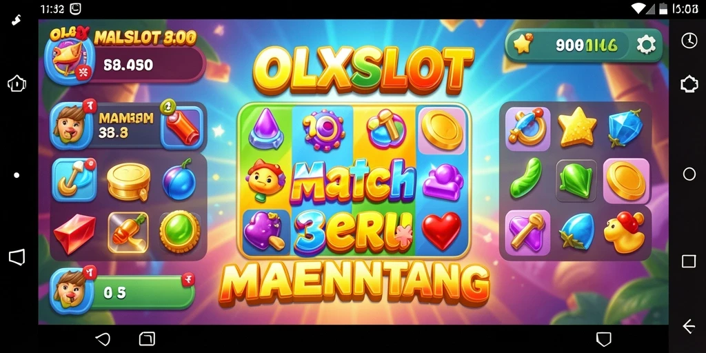 Tampilan gameplay seru dari OLXSLOT dalam mode Match-3.