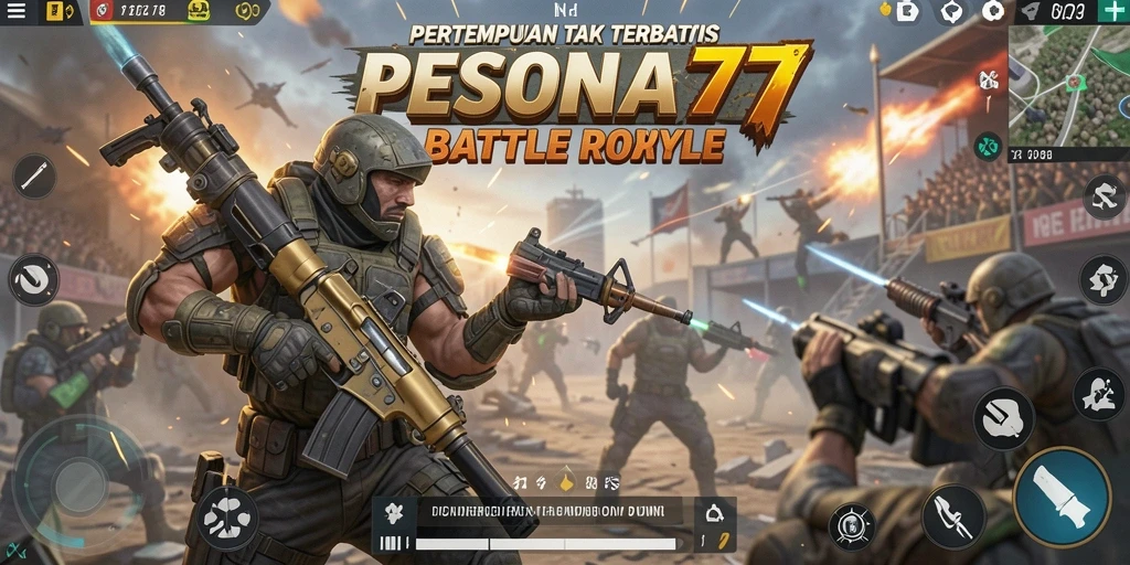 Tampilan gameplay intens dalam pertarungan Battle Royale.