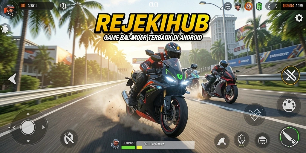 Tampilan gameplay motor balap yang menegangkan di REJEKIHUB.