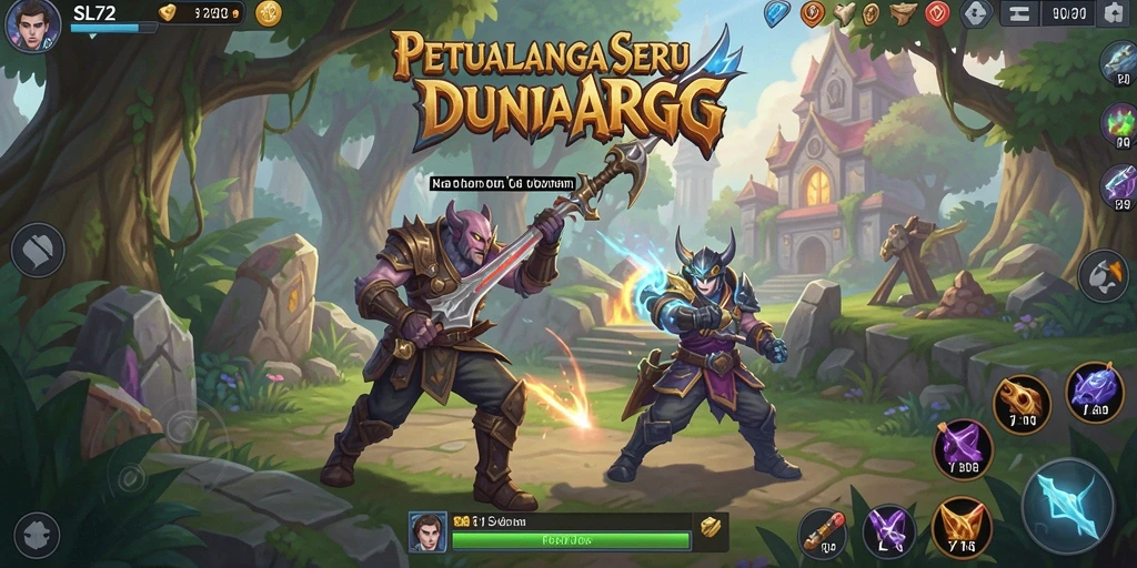 Tampilan gameplay seru dalam dunia ARPG berwarna-warni.