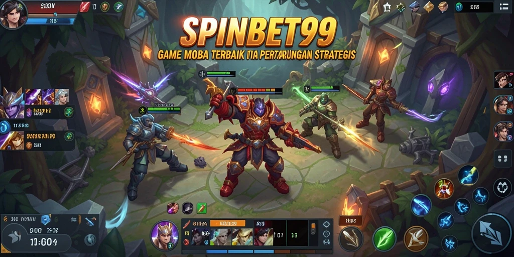 Tangkapan layar gameplay SPINBET99 menampilkan aksi seru dalam pertarungan tim.