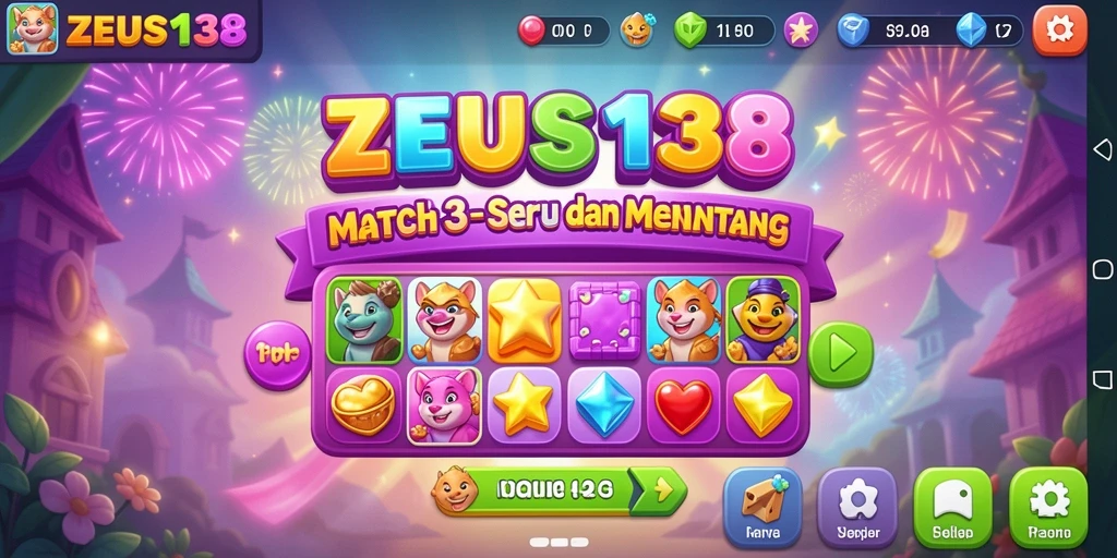 Screenshot menampilkan aksi seru dalam permainan Match-3.